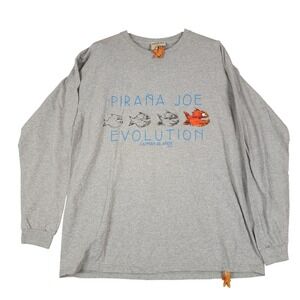 PIRANA JOE Evolution Long Sleeve Graphic T-Shirt Mens EG/XL Gray Cotton